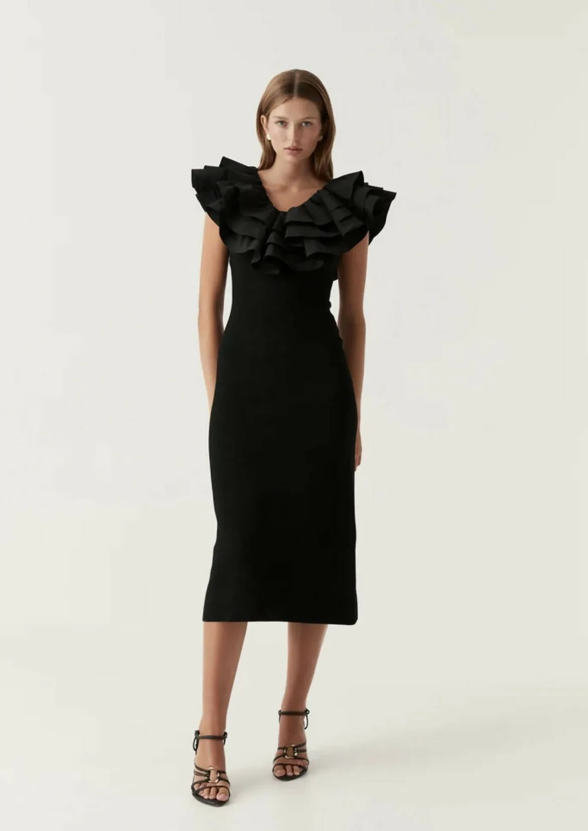 Aje Transcendent Ruffle Midi Dress