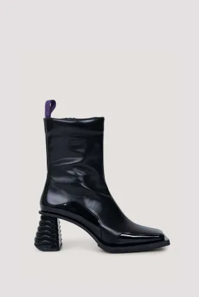 Black 75 Square Toe Leather Ankle Boot