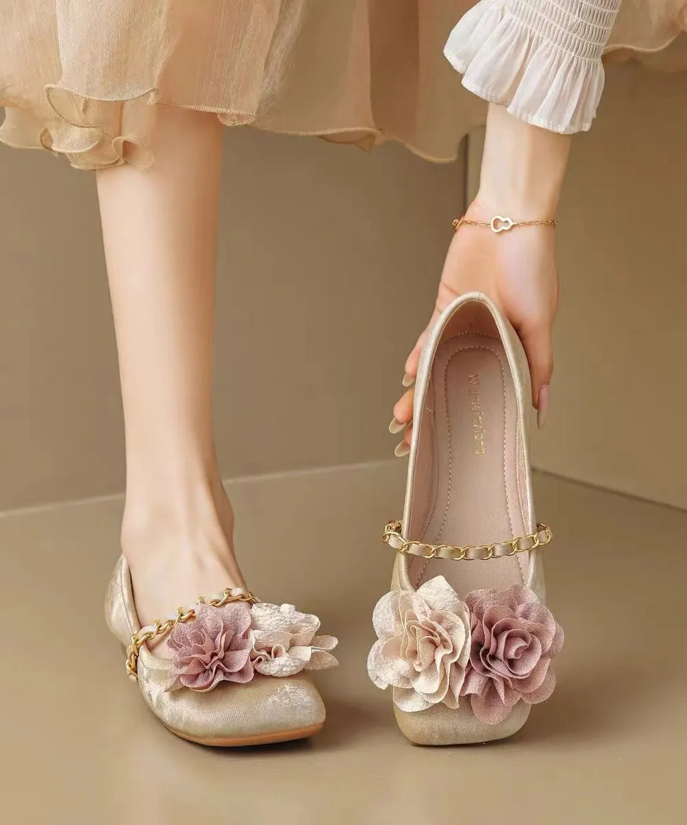 Boutique Comfortable Splicing Floral Beige Flats Shoes AA031