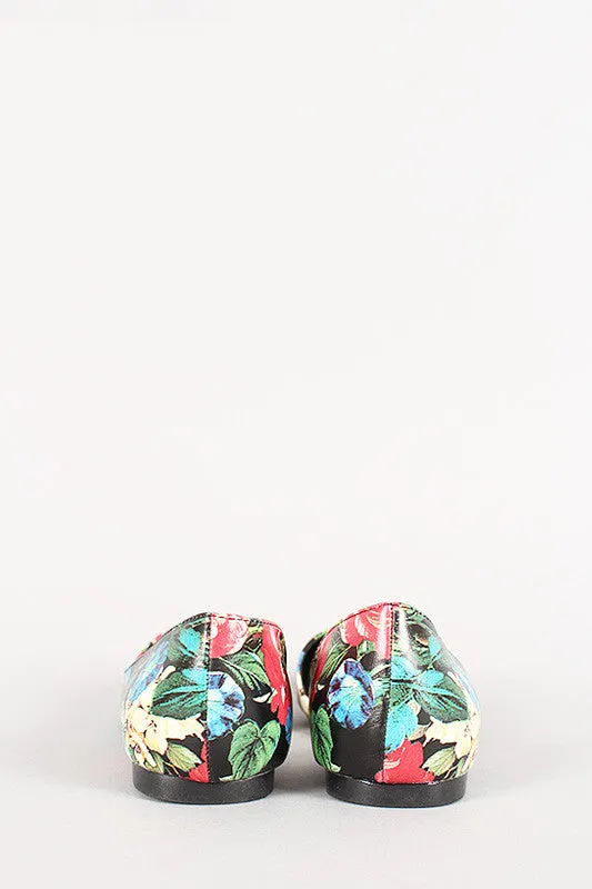 Breckelle Floral Pointy Toe Sweetheart Flat