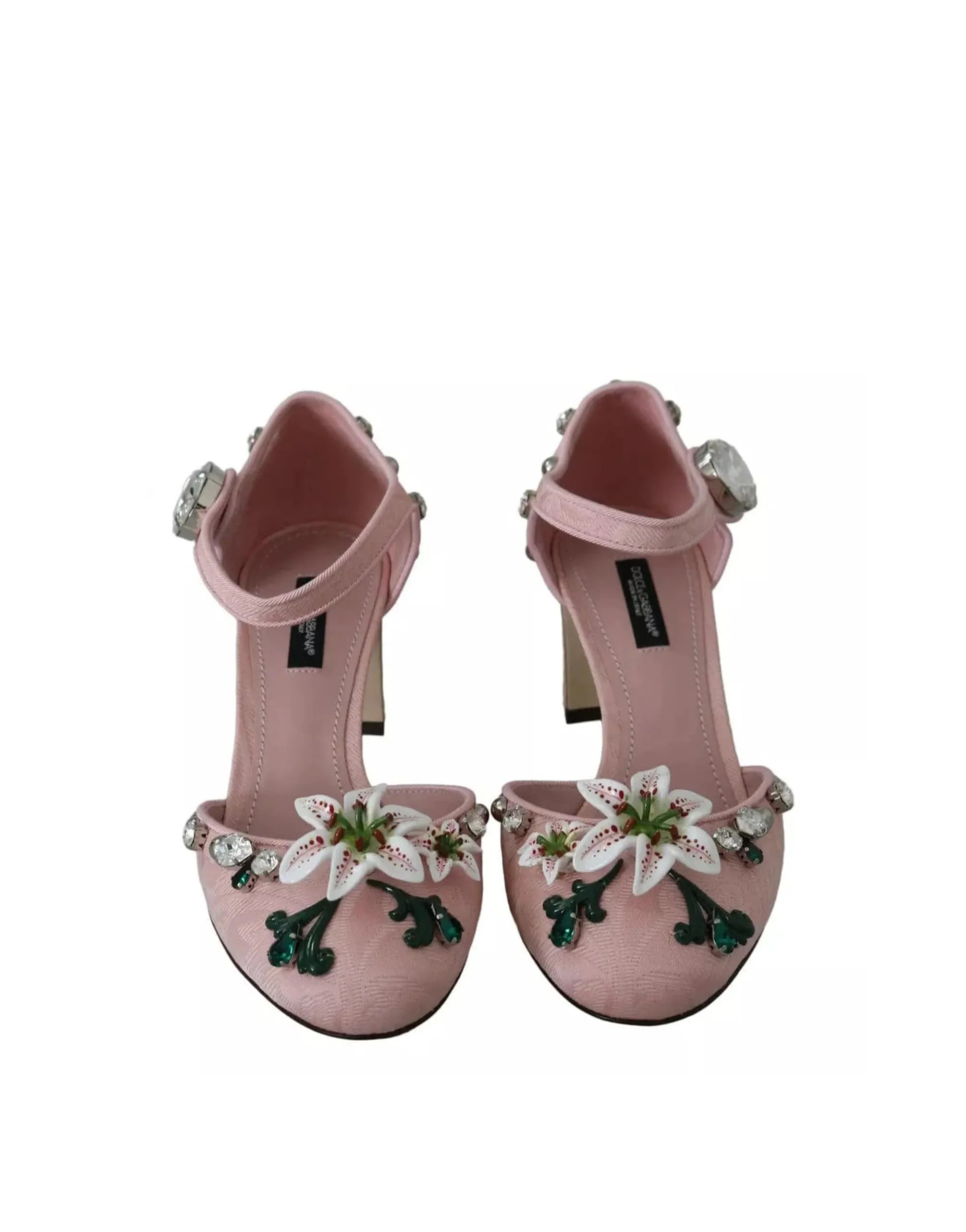 Brocade Crystal Lily Ankle Strap Sandals