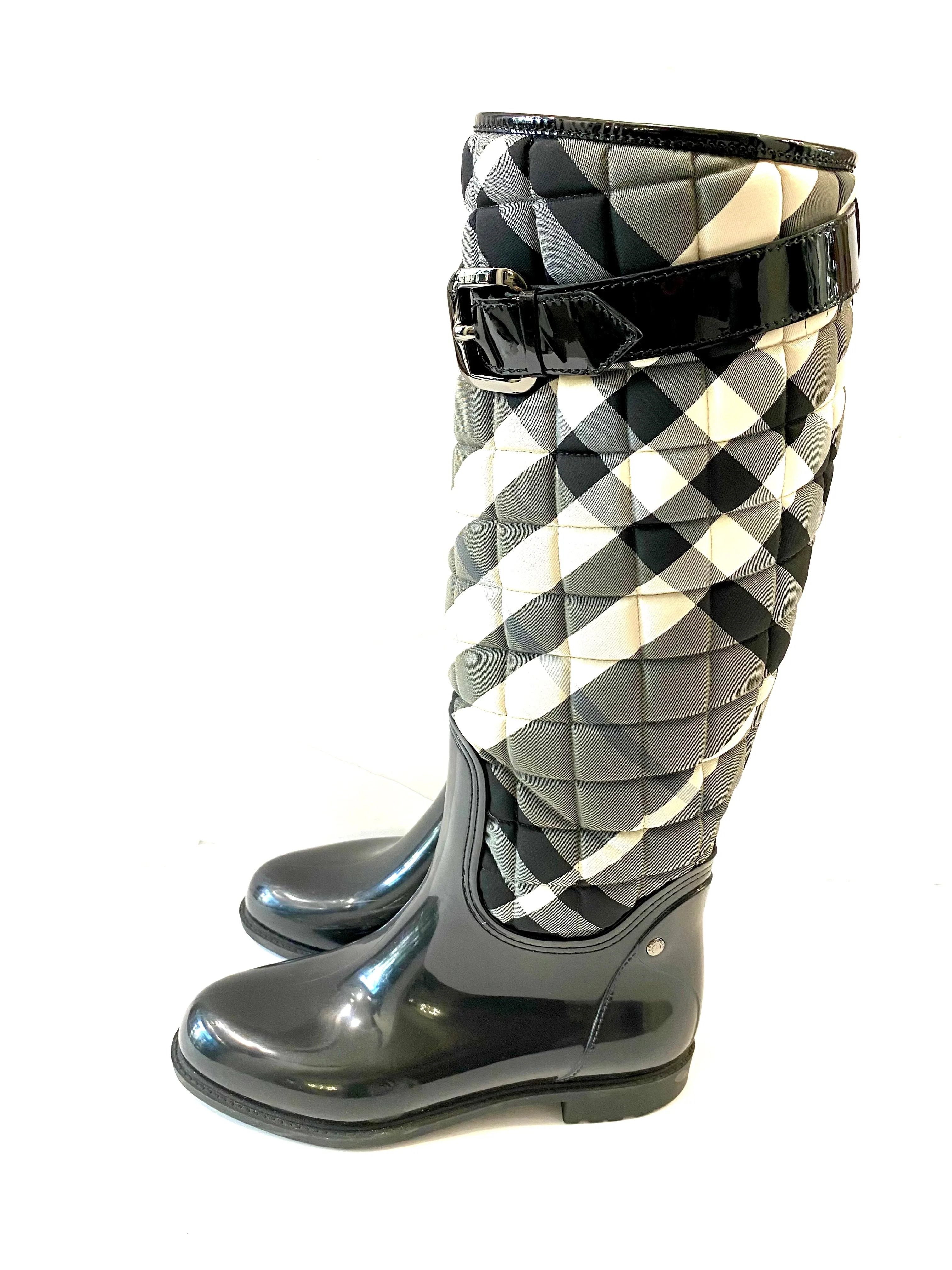 BURBERRY NOVA CHECK TALL RAIN BOOTS