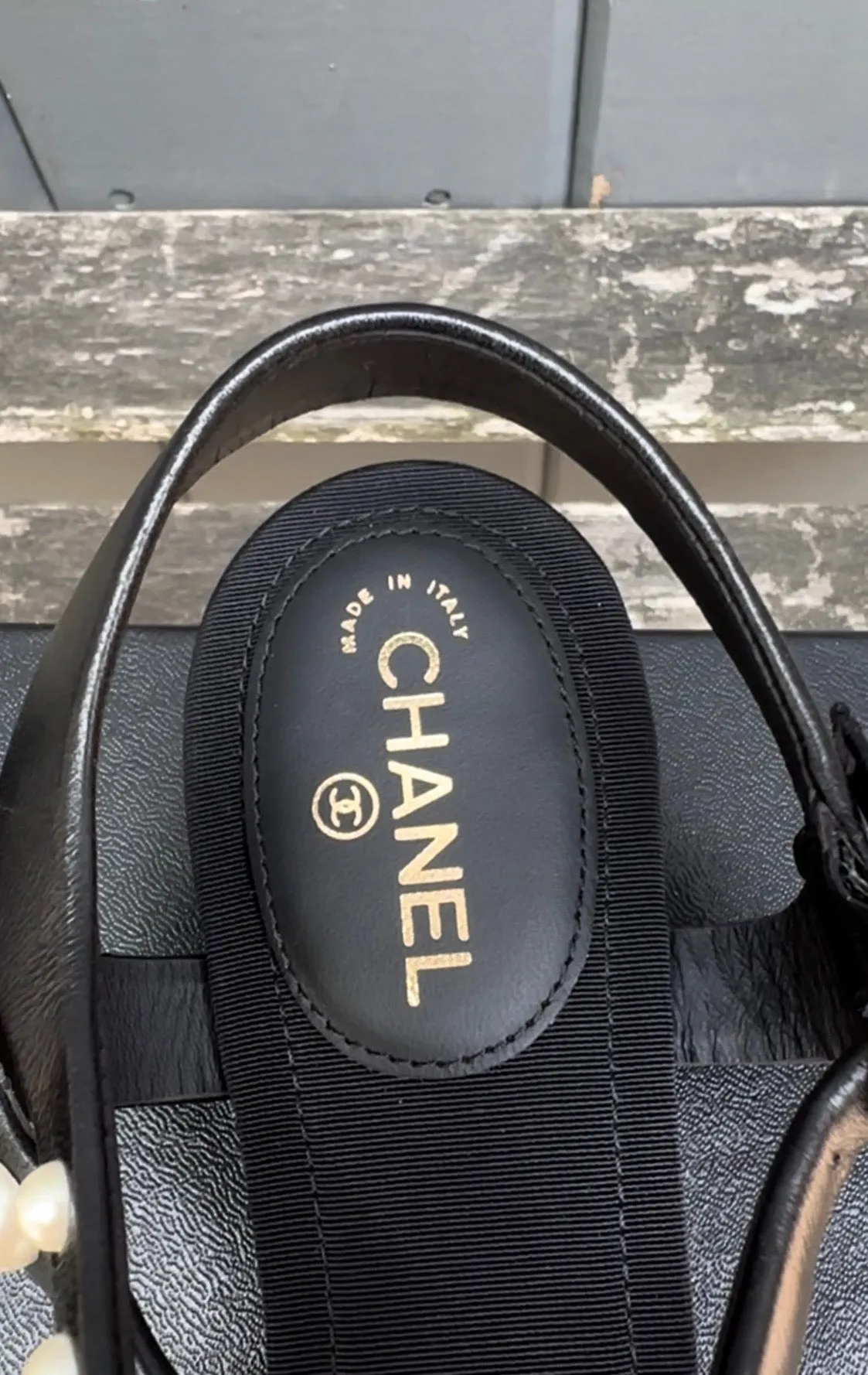 CHANEL Pearl Embellished Lambskin Thong Sandals