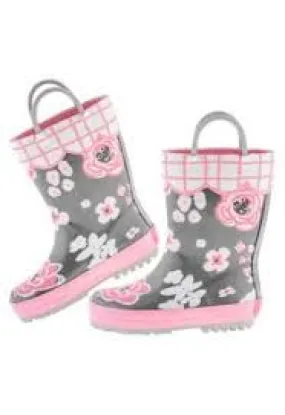 Charcoal Flowers Rain Boot