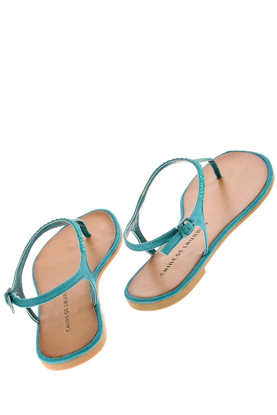 CHINESE LAUNDRY GAME SHOW Teal Crystal T-bar Sandals