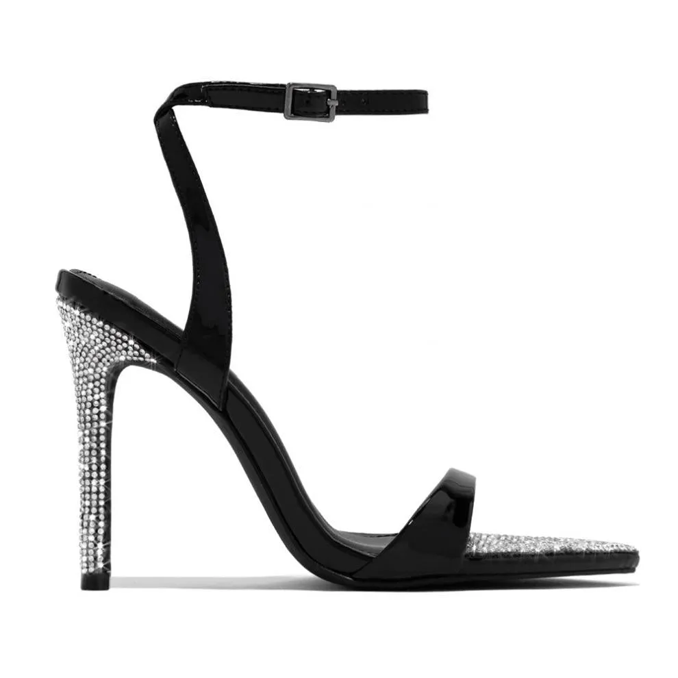 Crystal Stiletto Peep Toe Sandals