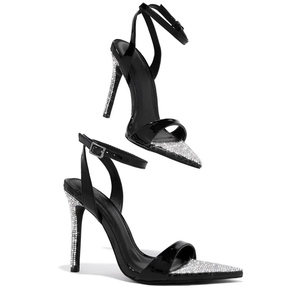 Crystal Stiletto Peep Toe Sandals