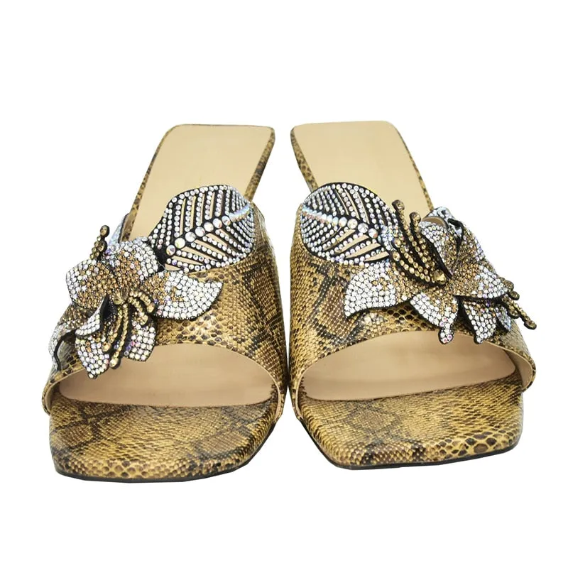 Damaris Serpentine Flower Sequin Sandals