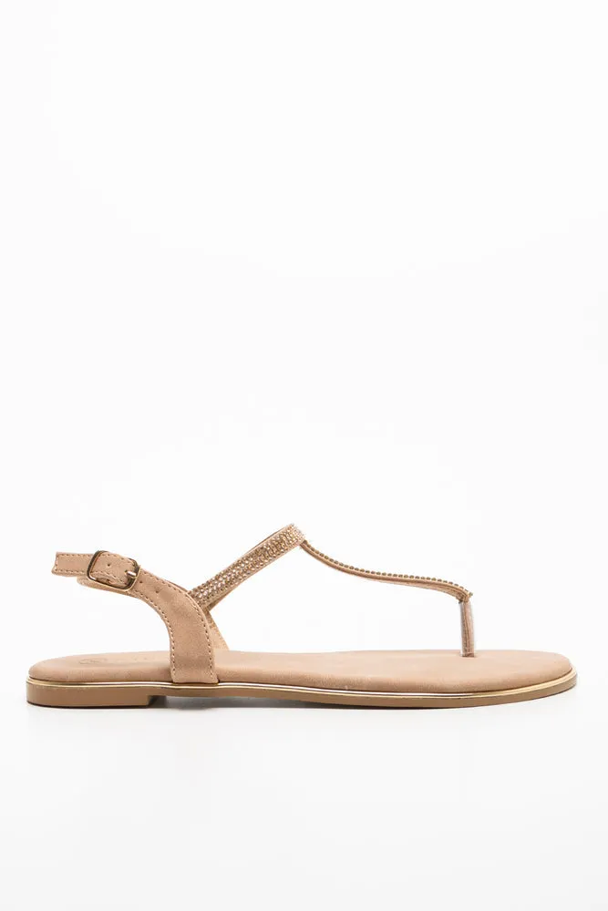 Diamante Thong Sandal Natural