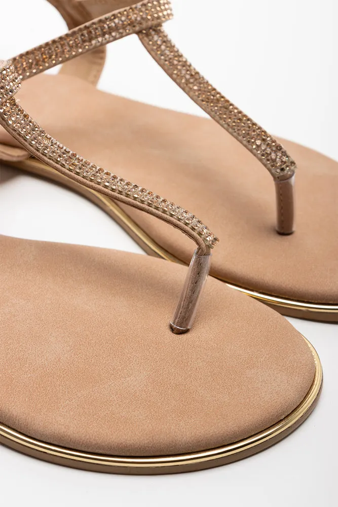 Diamante Thong Sandal Natural