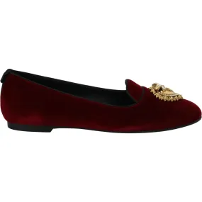 Dolce & Gabbana Bordeaux Velvet Devotion Loafers