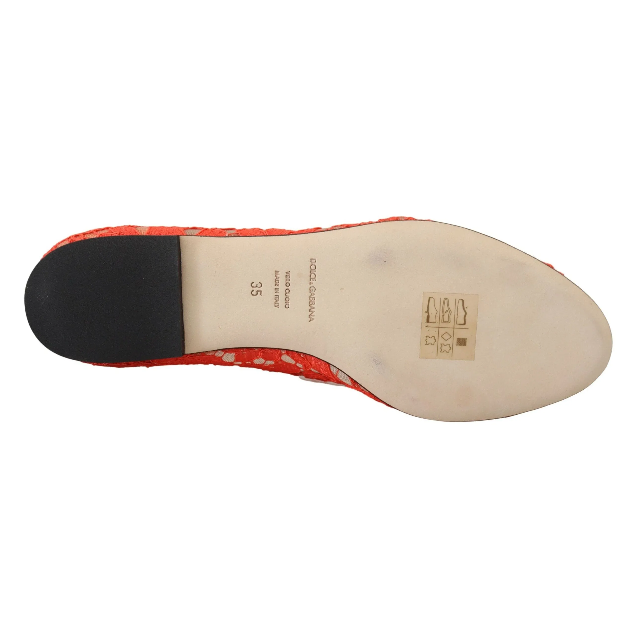 Dolce & Gabbana Elegant Lace Vally Flats in Coral Red