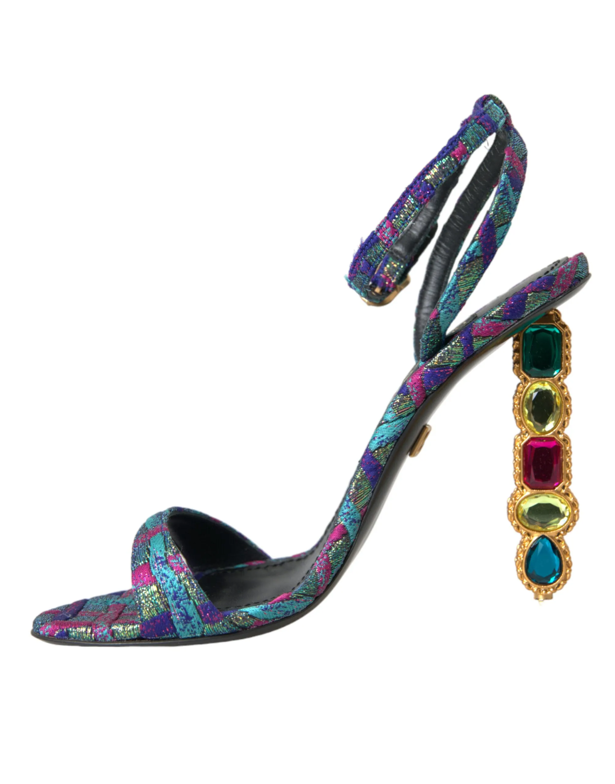 Dolce & Gabbana Multicolor Jacquard Crystals Sandals Shoes