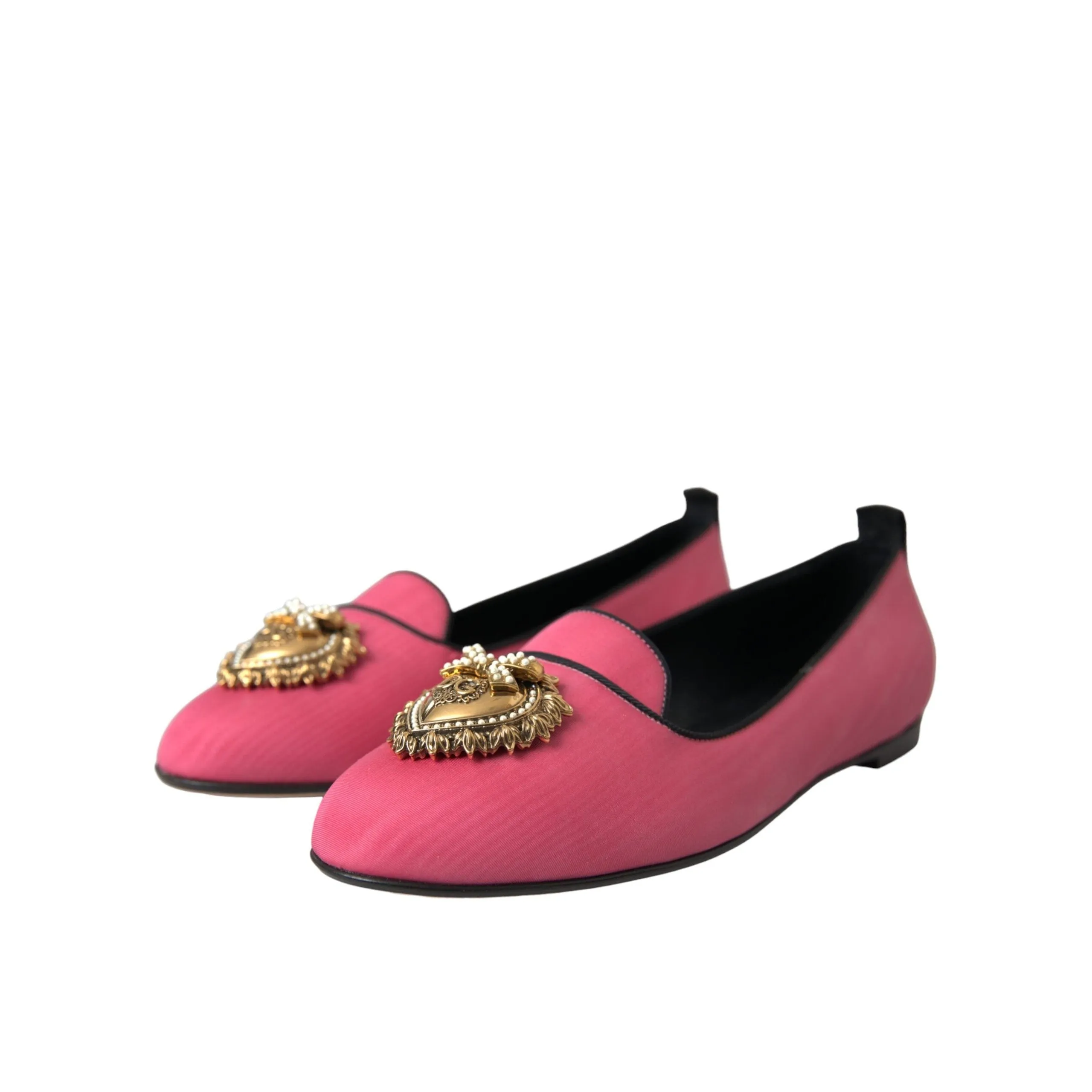 Dolce & Gabbana Pink Velvet Slip On Loafers Flats Shoes