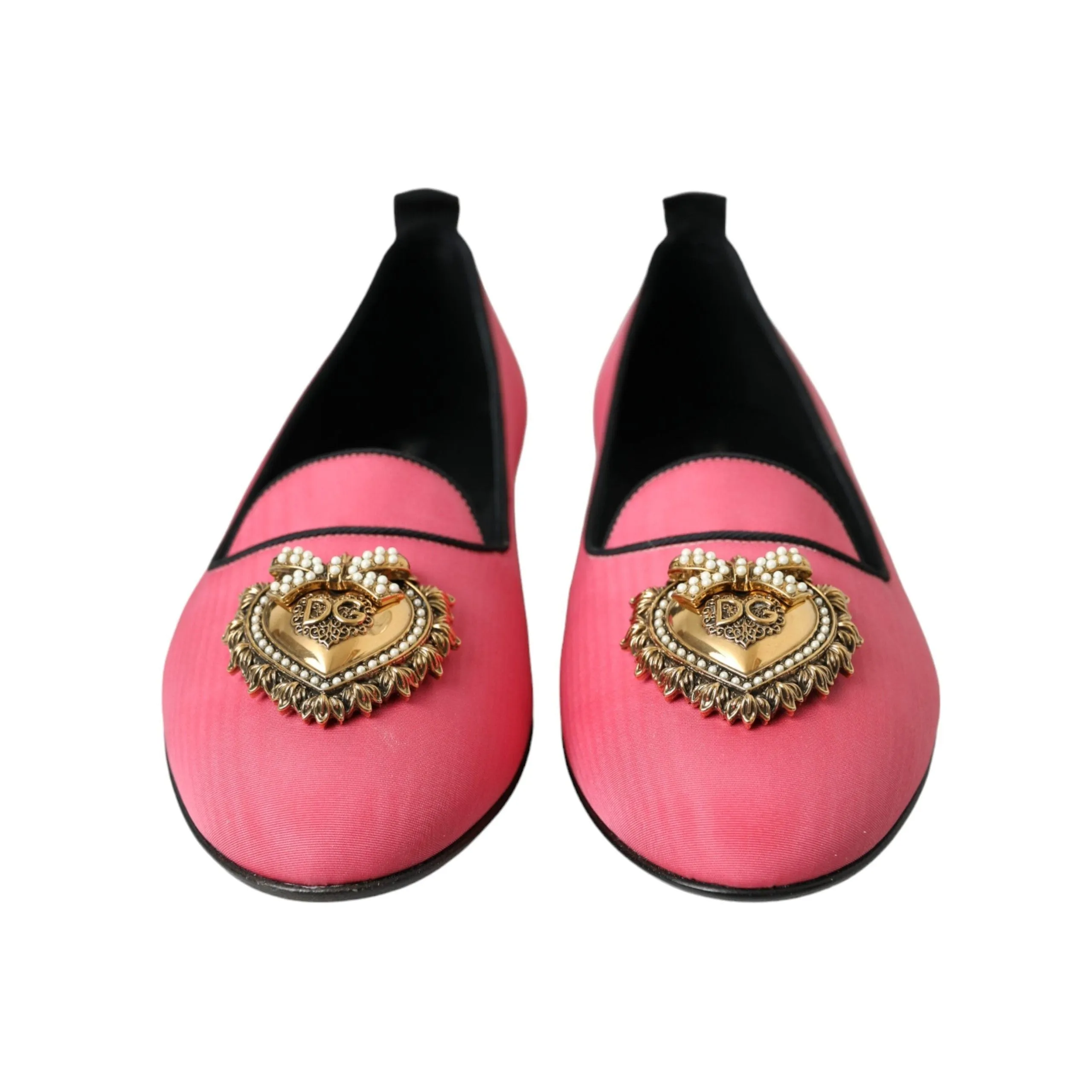 Dolce & Gabbana Pink Velvet Slip On Loafers Flats Shoes