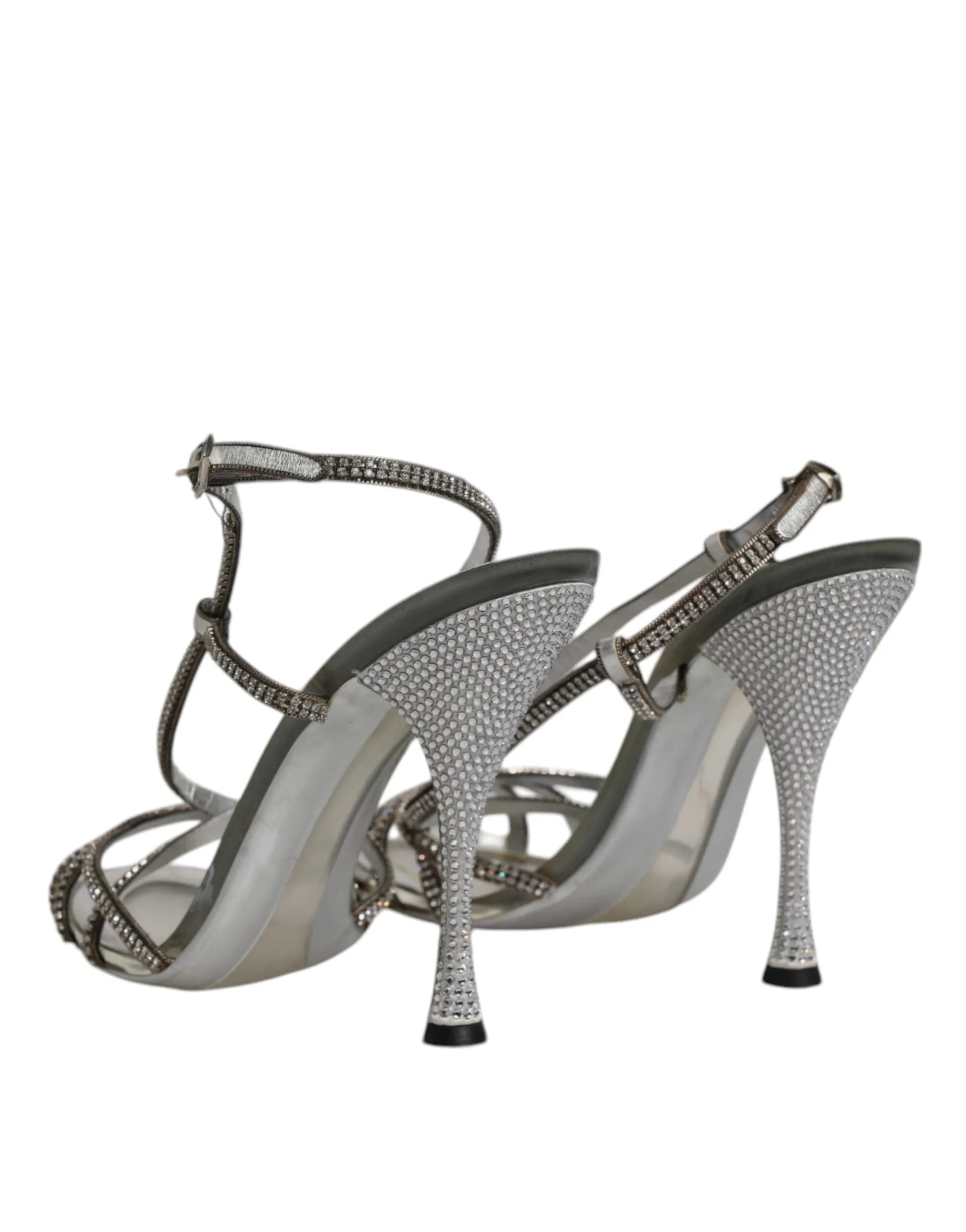 Dolce & Gabbana Silver Crystal Slingback KEIRA Sandals Shoes