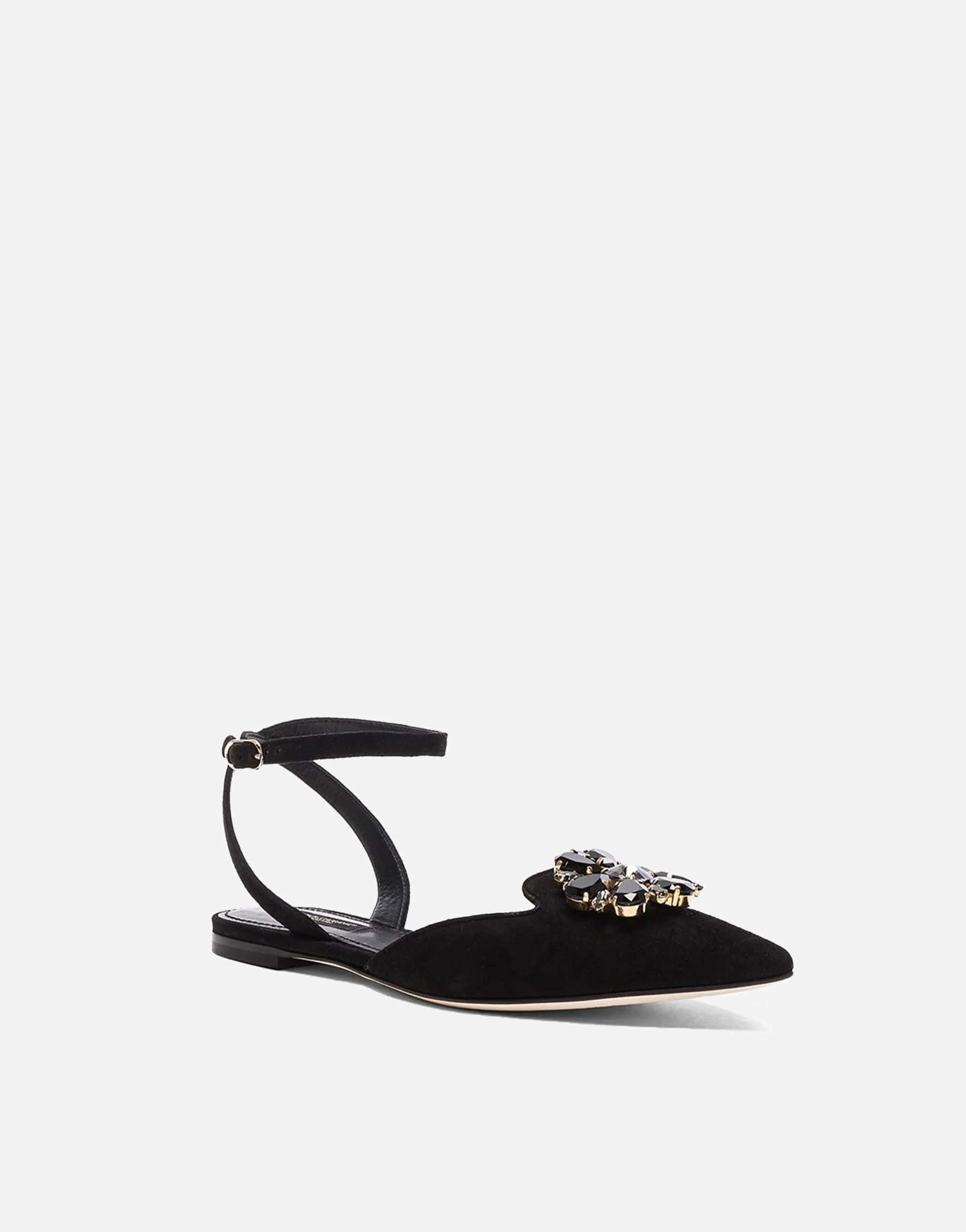 Flats With Ankle-Strap And Crystal Embellishments