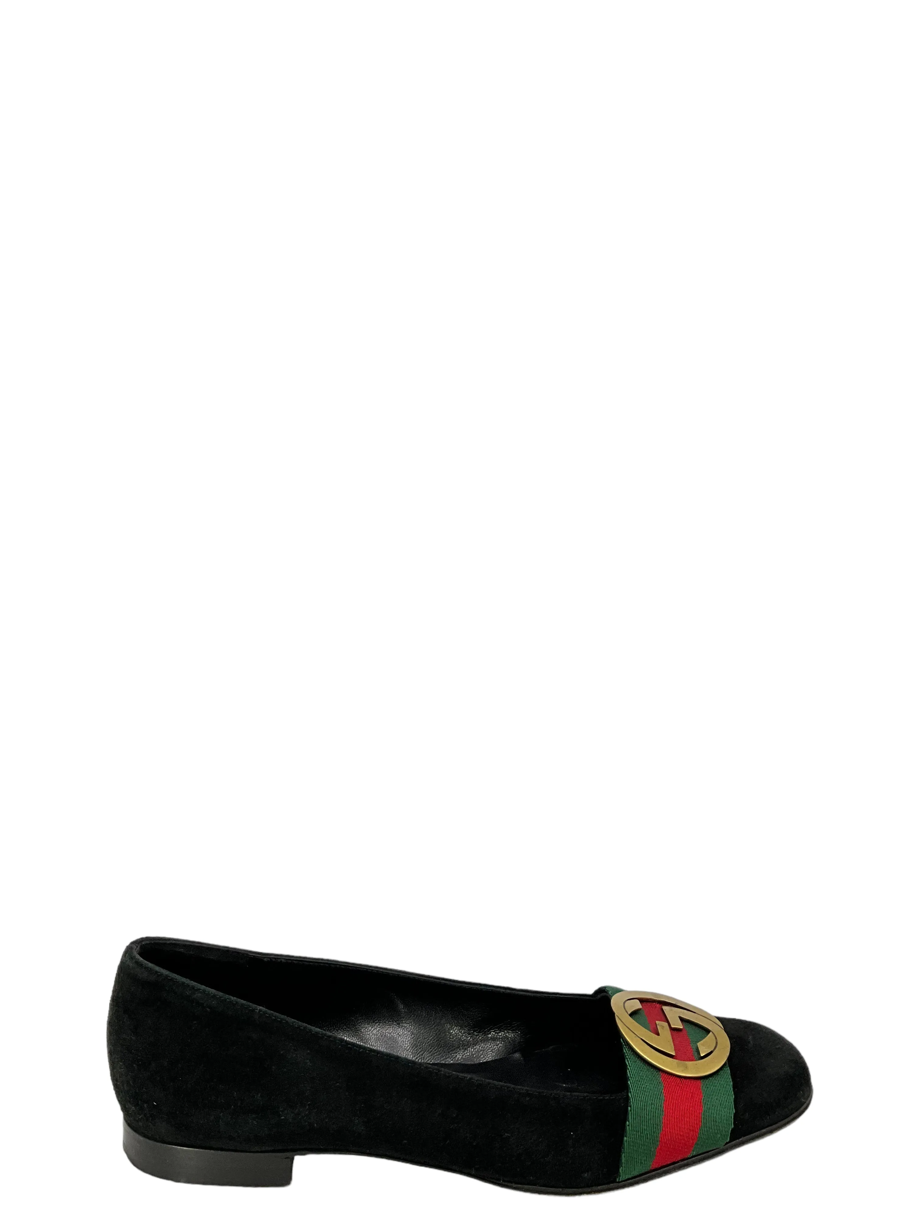 Gucci Black Velvet Flats size 8