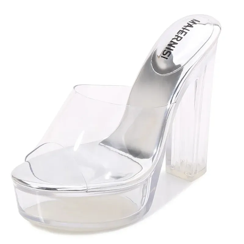 High Heels PVC Transparent Platform Sandals