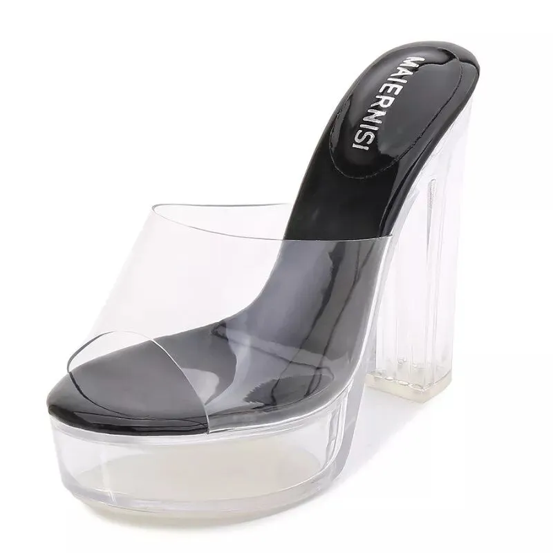 High Heels PVC Transparent Platform Sandals