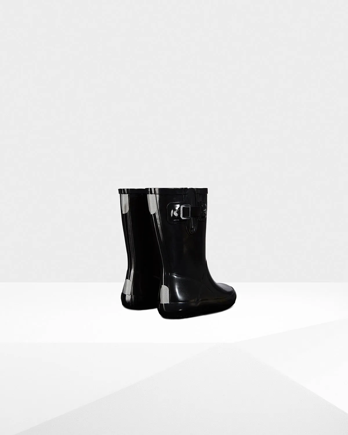 Hunter Black Gloss Original Kids Flat Sole Rain Boot