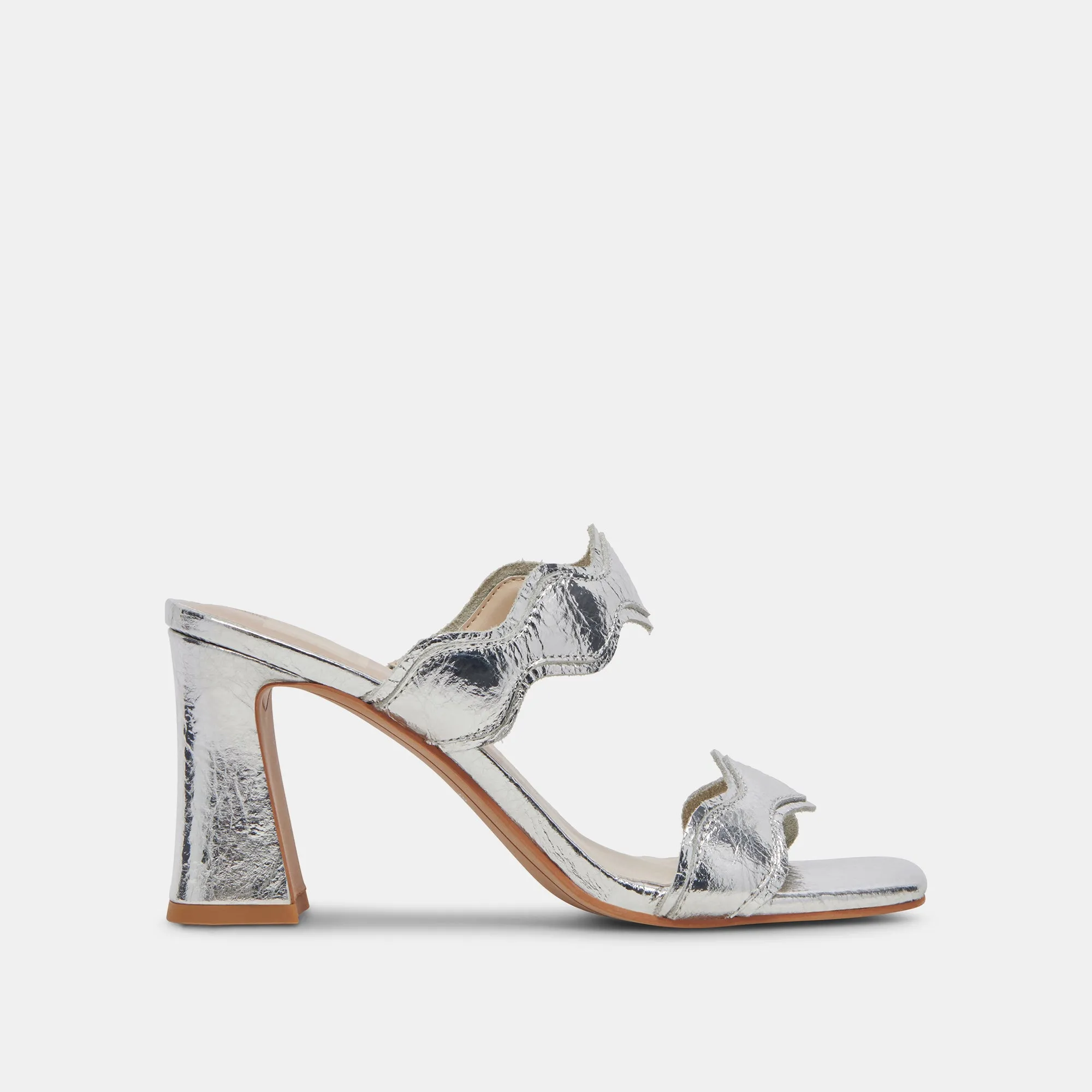 ILVA WIDE HEELS SILVER DISTRESSED LEATHER