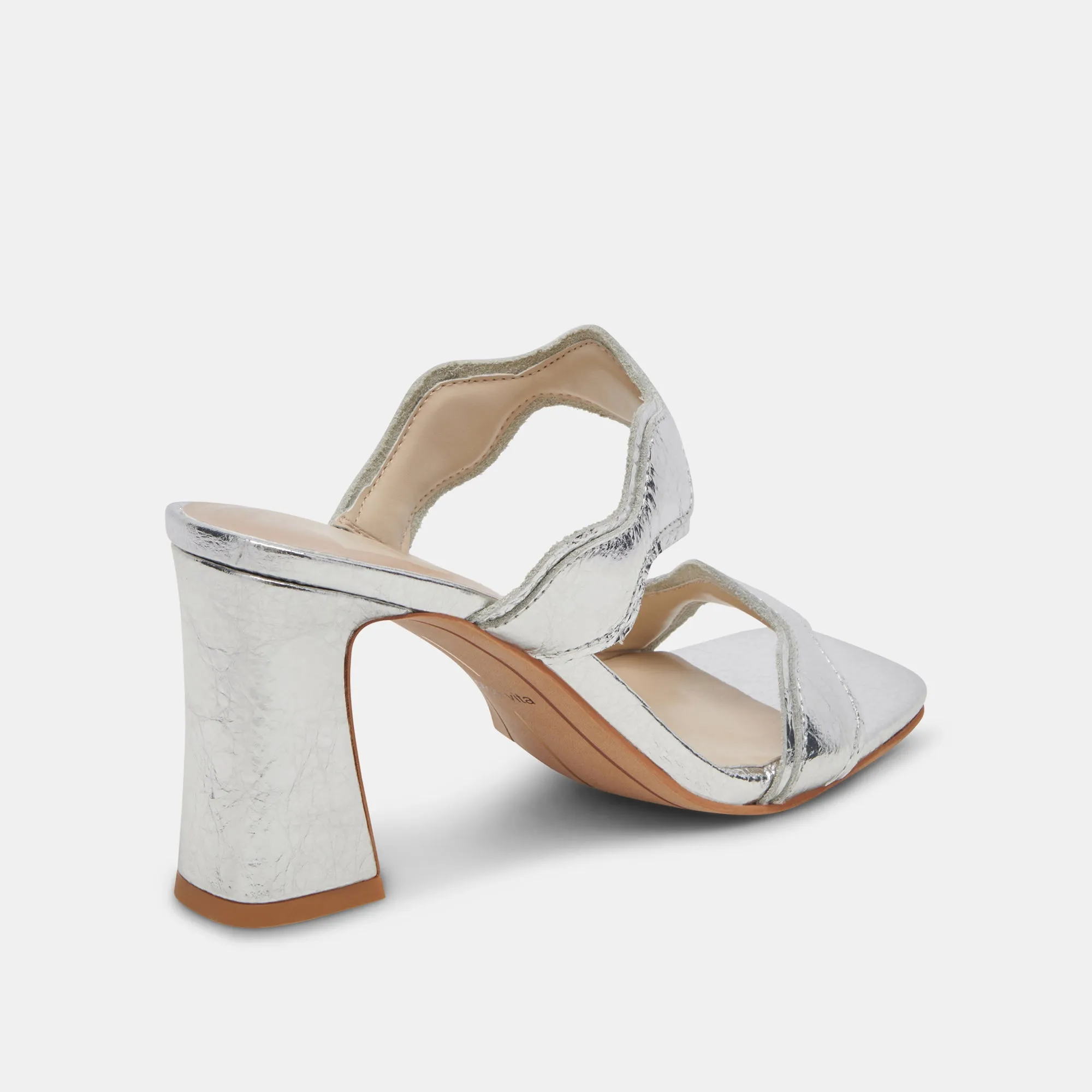 ILVA WIDE HEELS SILVER DISTRESSED LEATHER