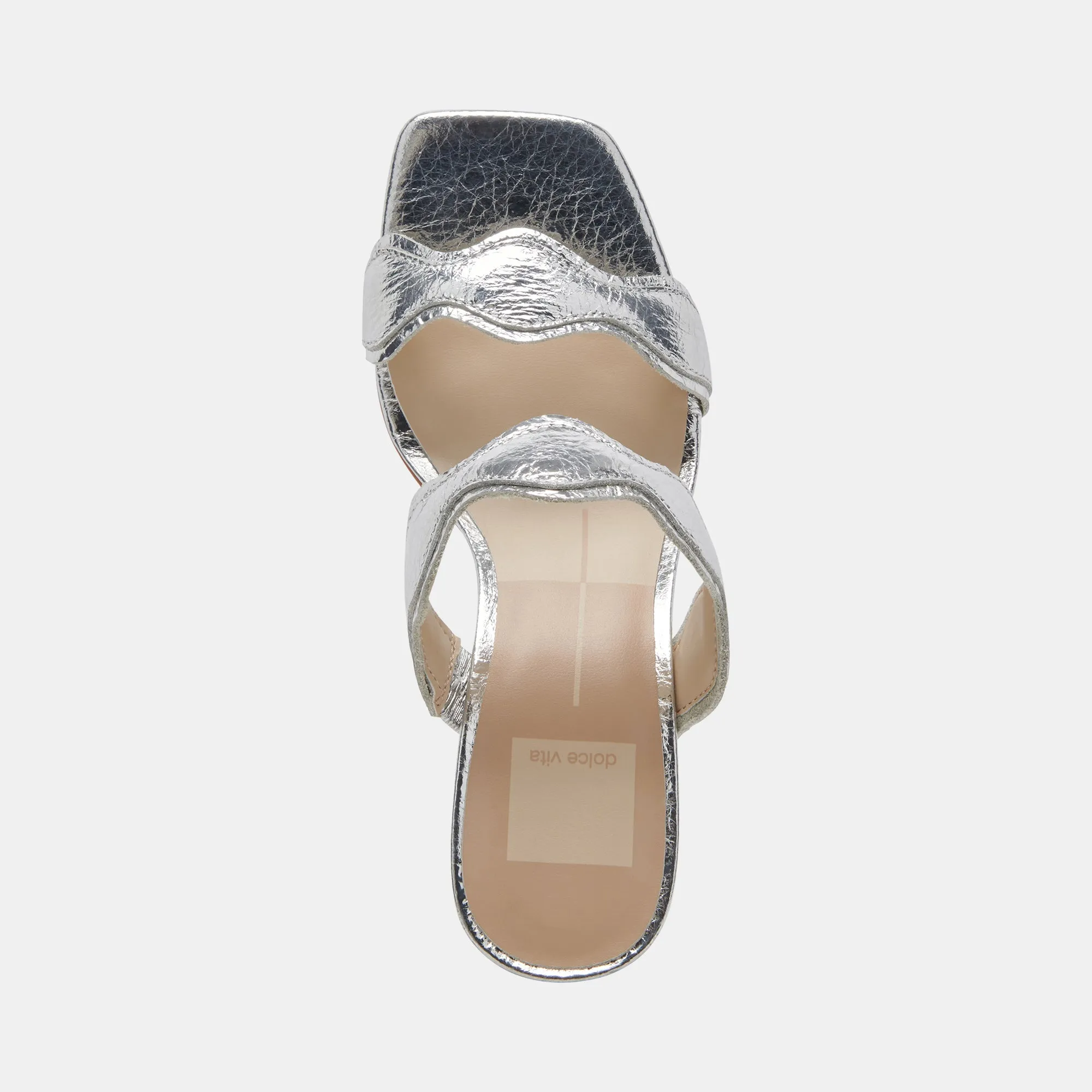 ILVA WIDE HEELS SILVER DISTRESSED LEATHER