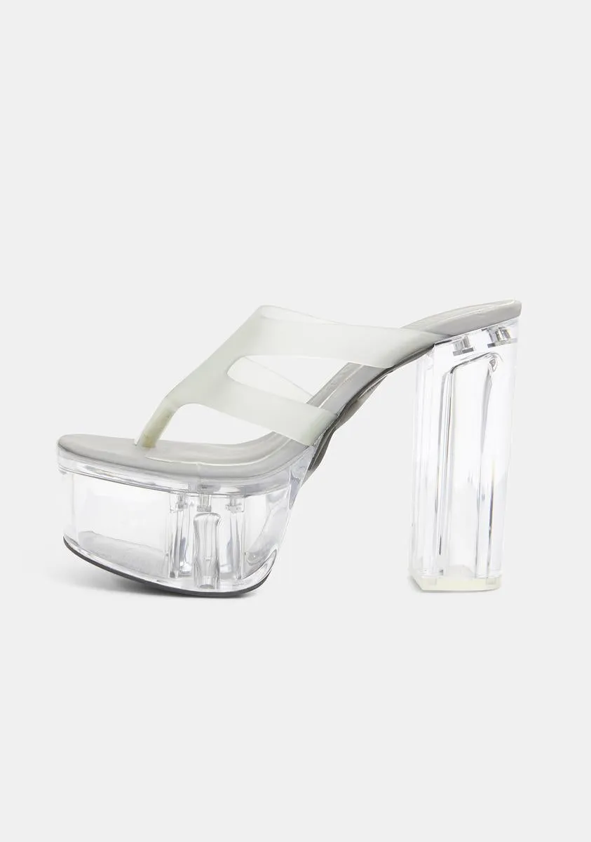 Kickdrum Clear Platform Thong Sandals