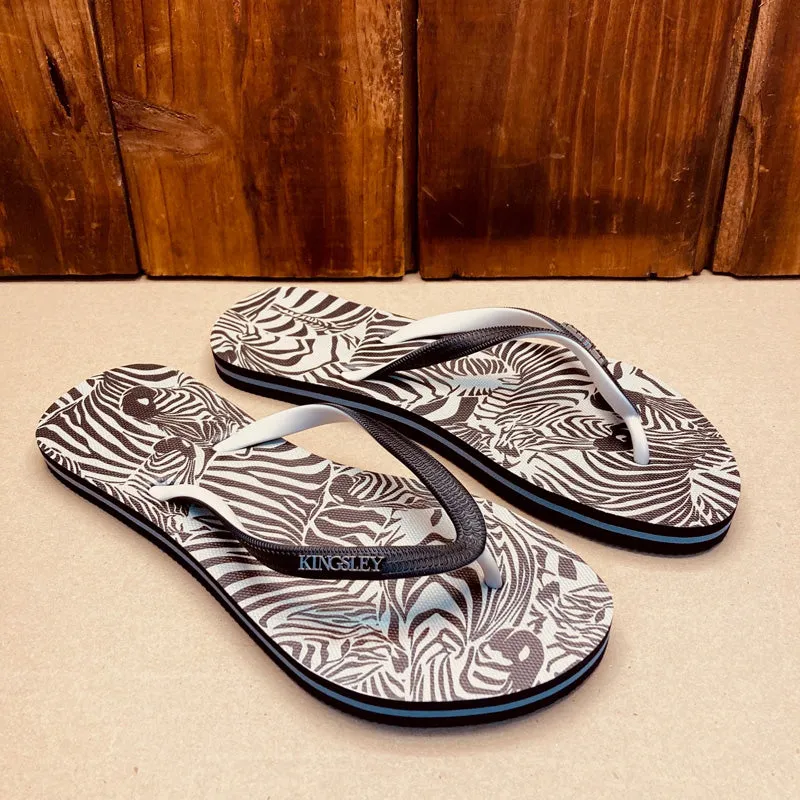 Kingsley Heath T Zebra Print Flip Flop Black/Ivory/Ivory/Ivory/Black