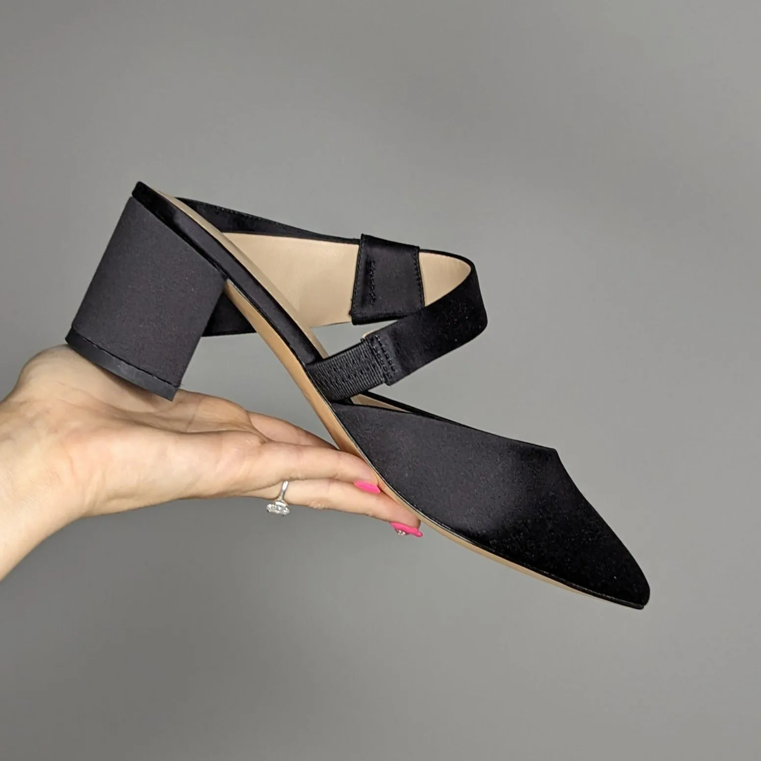 March Muse Black Sculptural Bow Block Heel Mule Heels