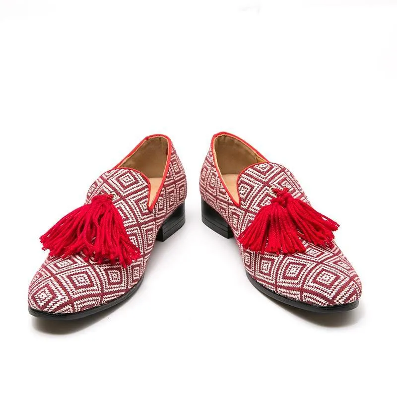 Men's Embroidered Tassel Loafers