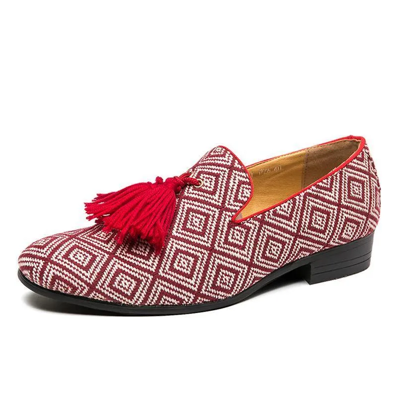 Men's Embroidered Tassel Loafers