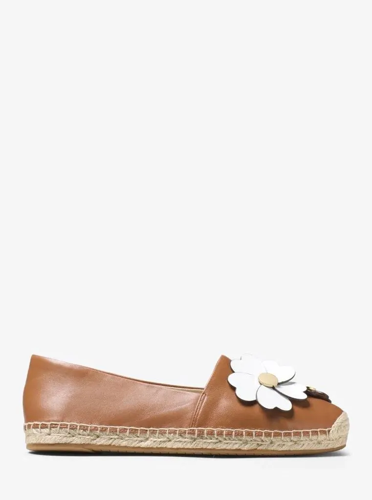 Michael Kors Kit Leather Espadrilles Brown with Flowers- Size 7