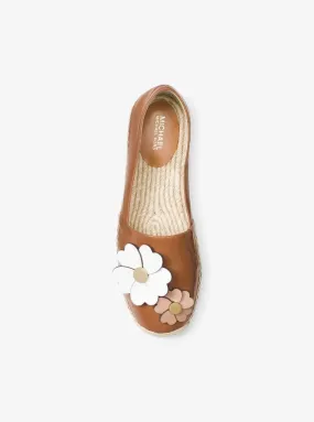 Michael Kors Kit Leather Espadrilles Brown with Flowers- Size 7