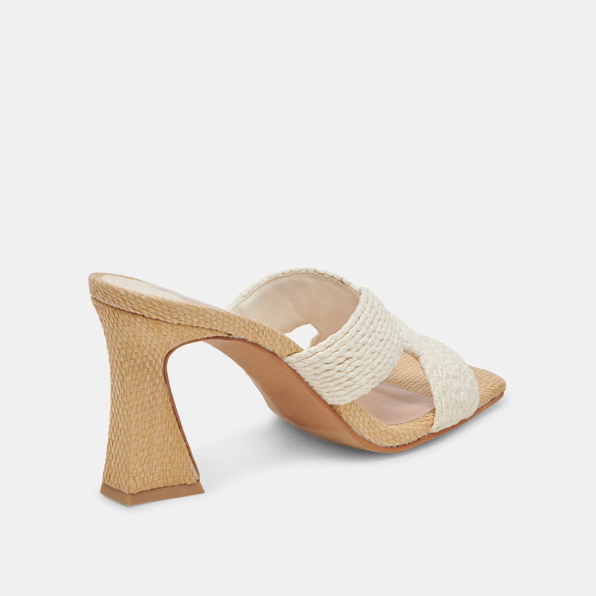 NITRO WIDE HEELS WHITE RAFFIA