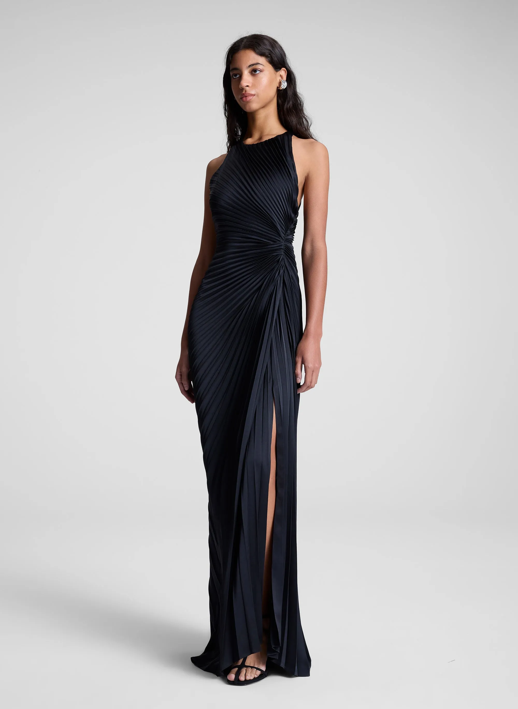 Reagan Satin Pleated Gown