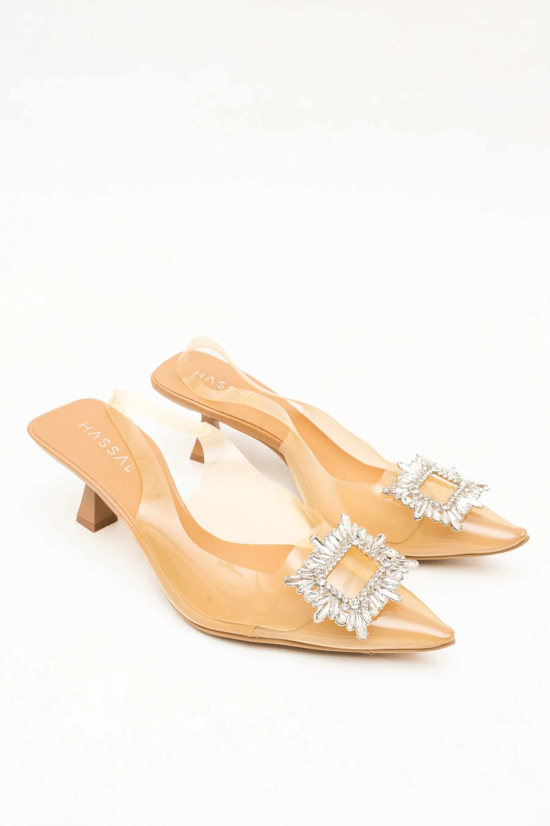 Rina Transparent Bow Heels Silver