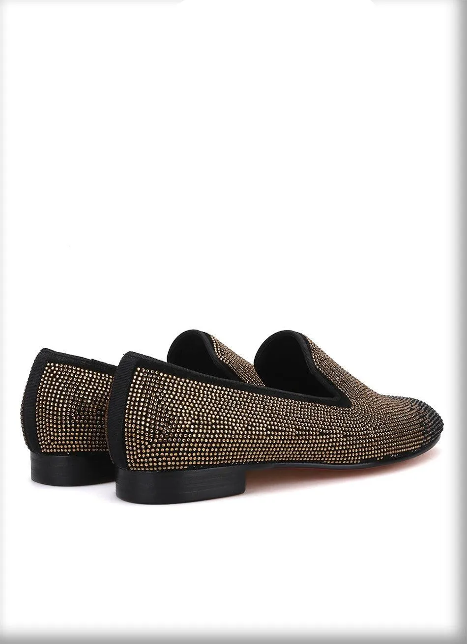 Suede Loafers with Rhinestones - Men Shoes