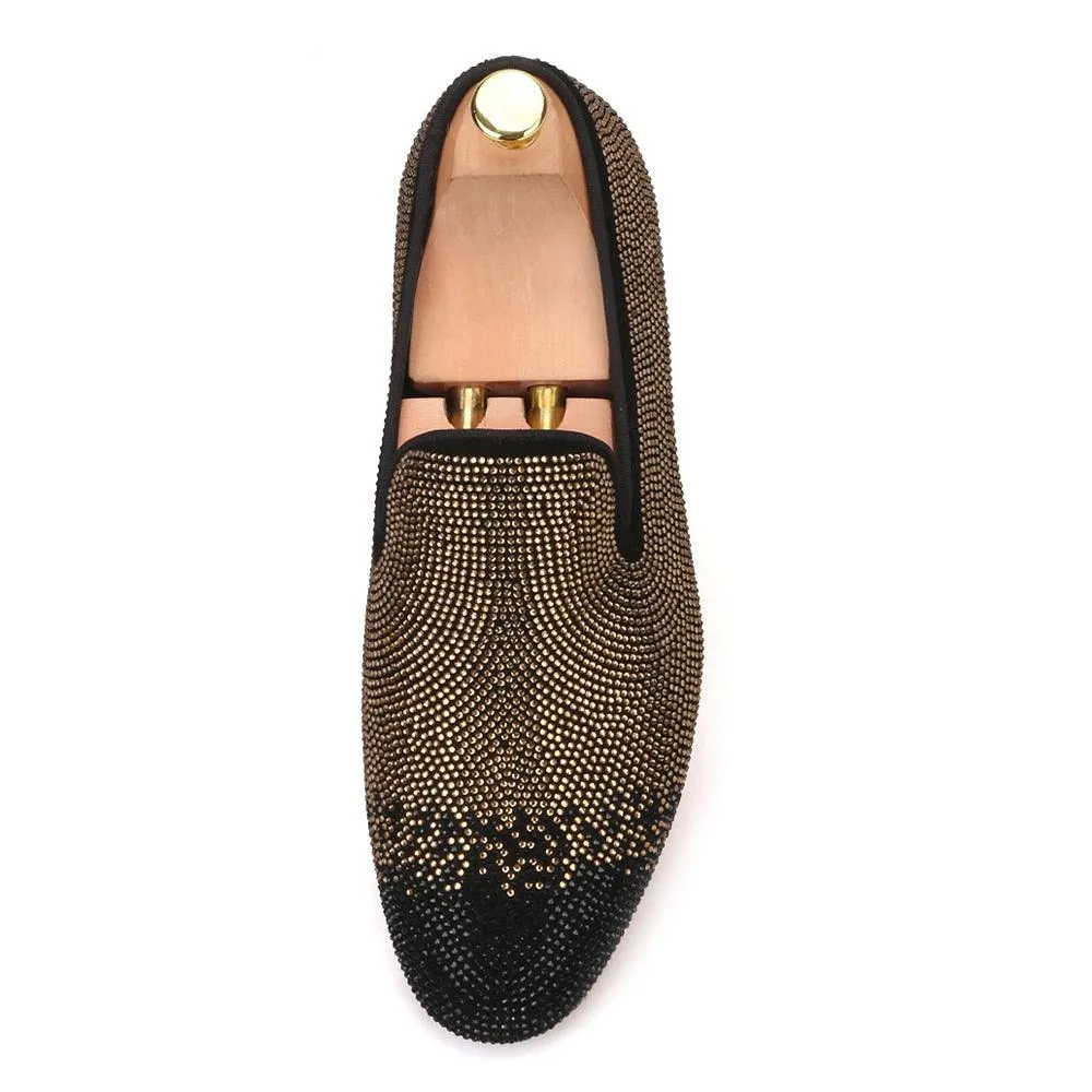 Suede Loafers with Rhinestones - Men Shoes