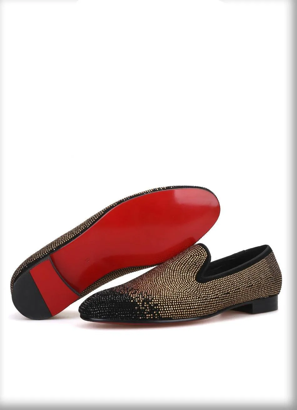 Suede Loafers with Rhinestones - Men Shoes