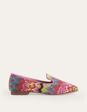 Tapestry Embroidered Loafers-Multi, Textured Ikat