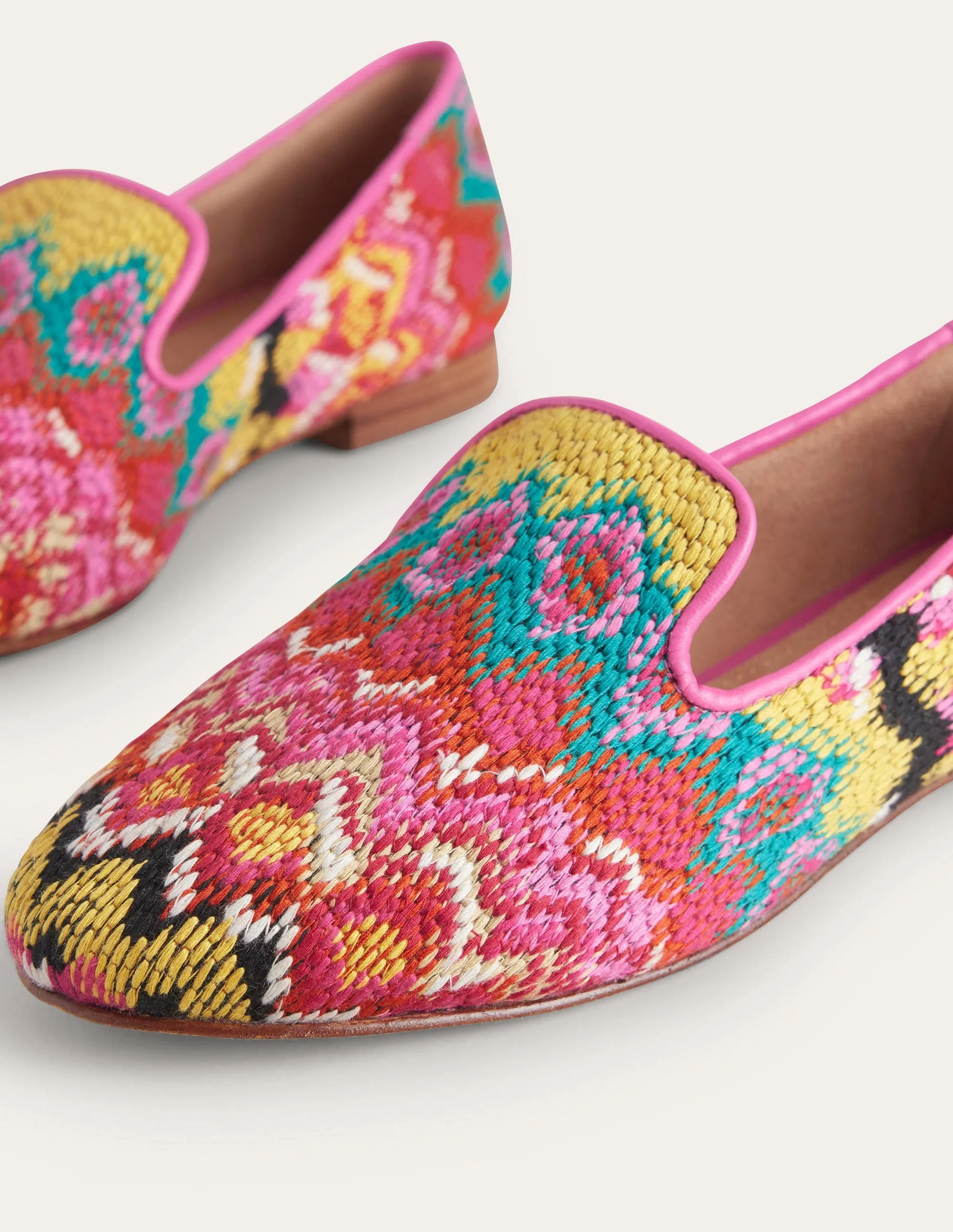 Tapestry Embroidered Loafers-Multi, Textured Ikat