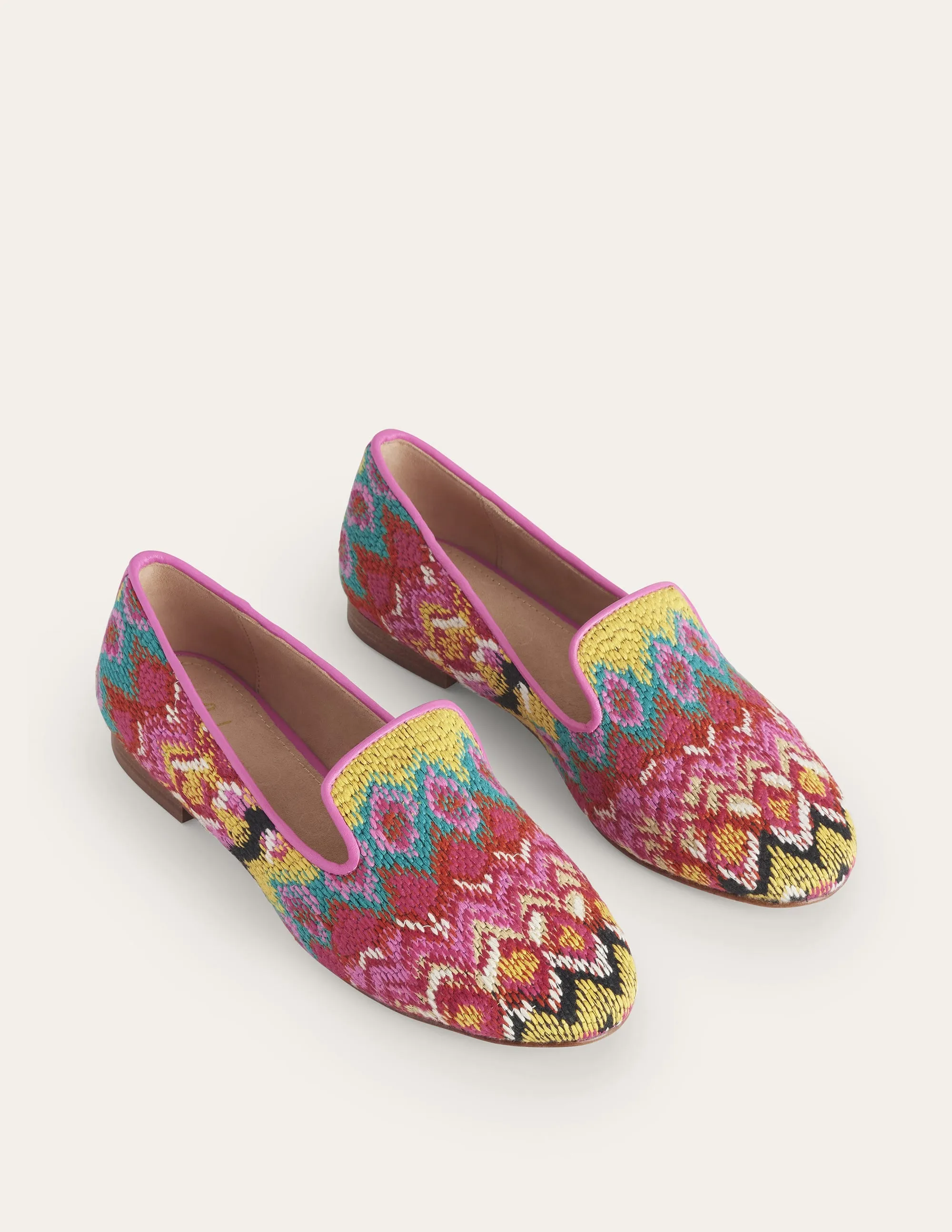 Tapestry Embroidered Loafers-Multi, Textured Ikat