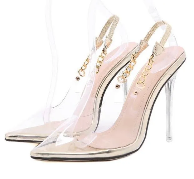 Transparent Chain Strap Heels