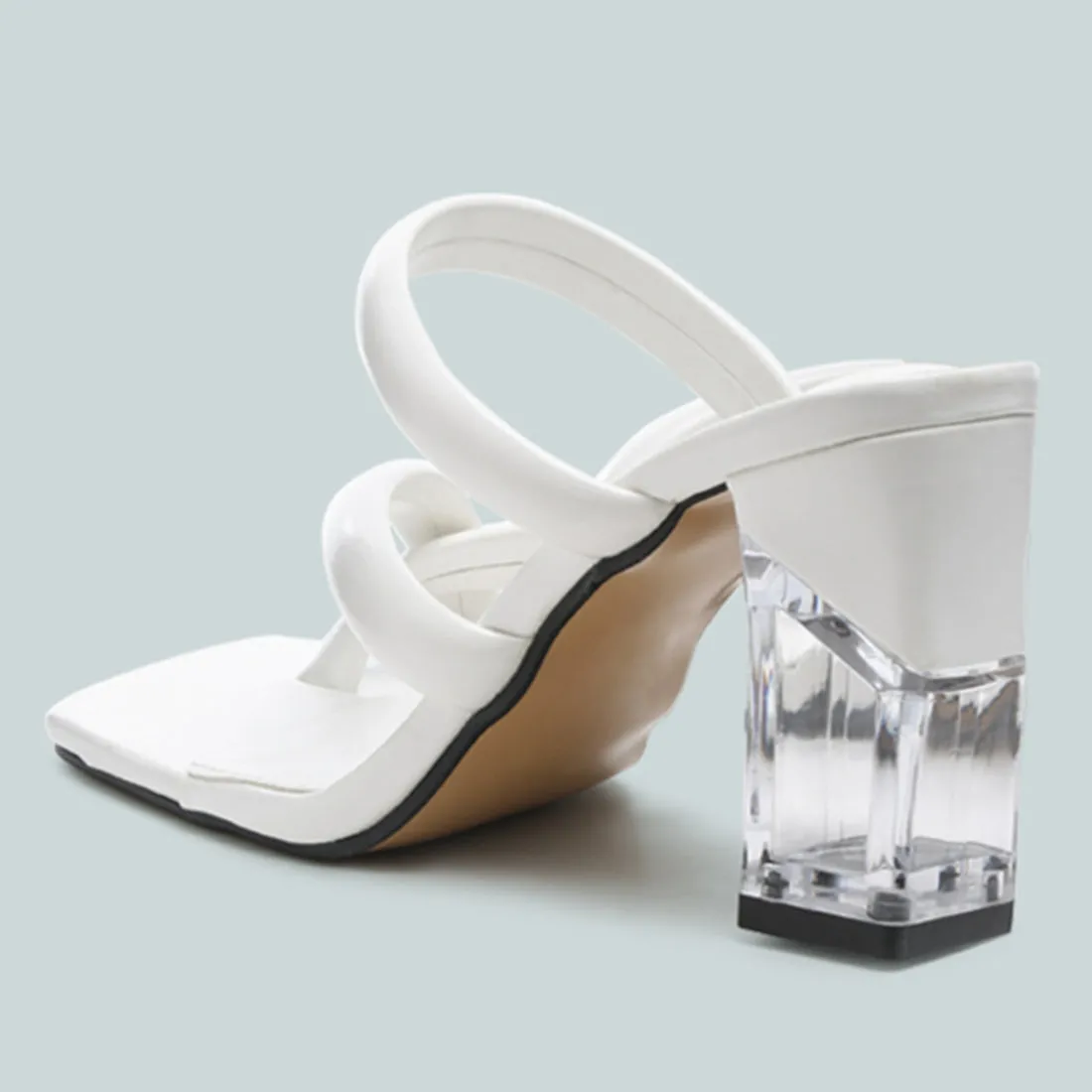 Transparent Heel Toe Ring Slides in White