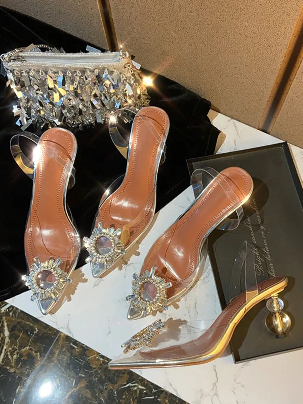 Transparent Pumps w Balls Heels