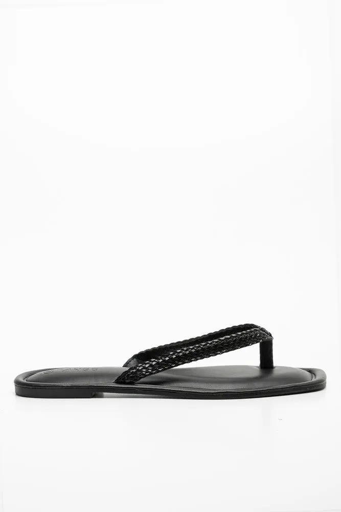 Weave Thong Sandal Black