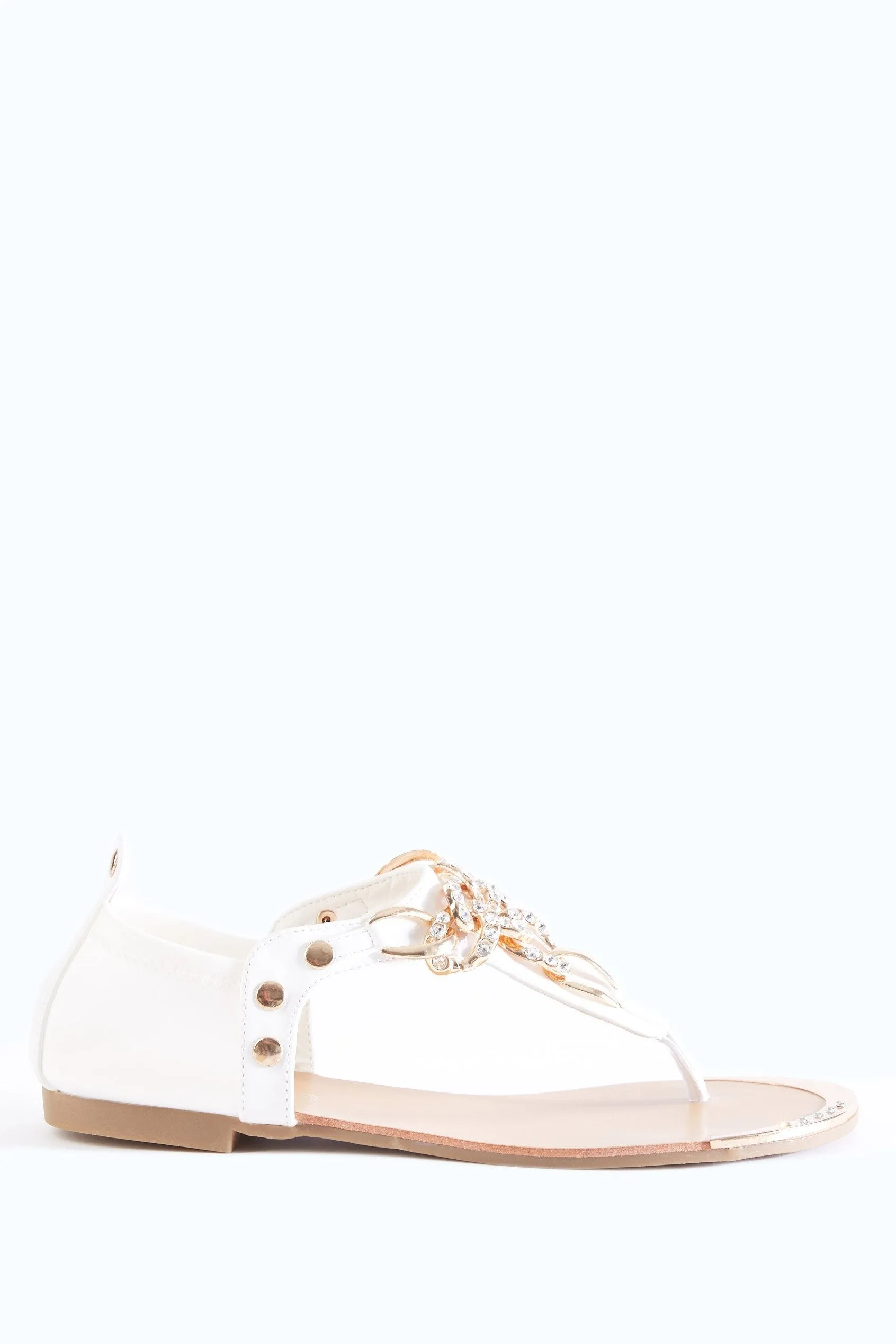 White Diamante Chain Sandals